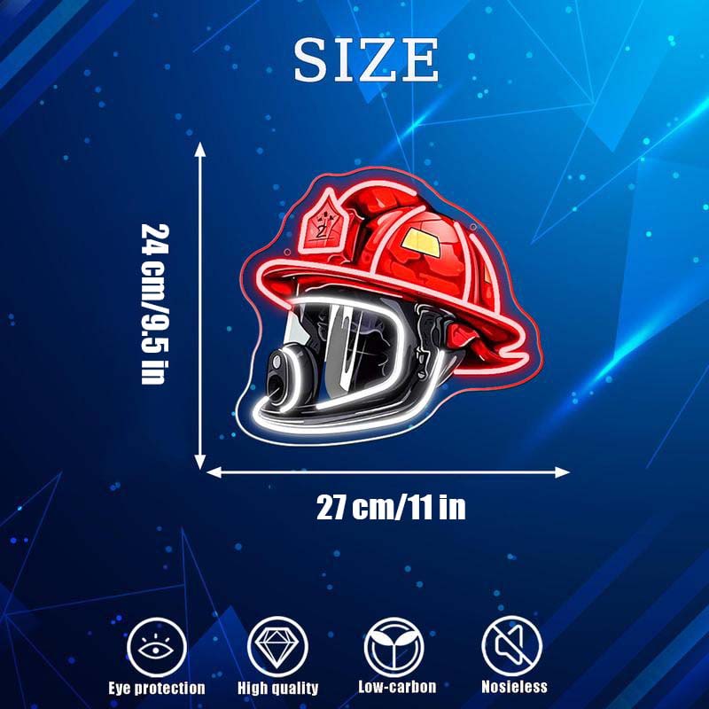 Firefighter Helmet Neon Sign