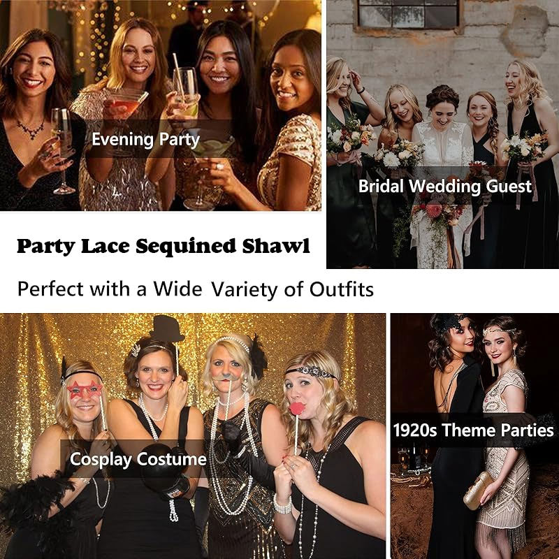 🎀2025 Uusi saapuminen✨Party Pitsi paljettihuivi