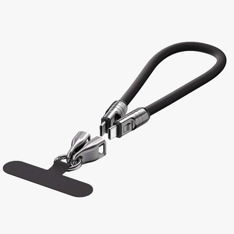 Dual Type-C Fast Charging Data Cable with Wearable Lanyard