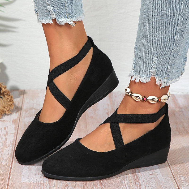 ⏳Ajankohtainen tarjous🎀Tyylikäs yksivärinen joustava hihna ja matala kiilakorko