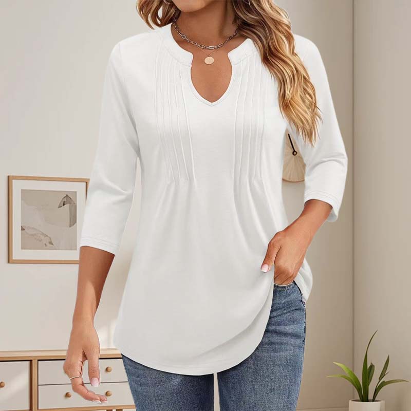 🌸V-Aukkoinen Pystykaulus Ja Kolmen Neljäsosan Hihat