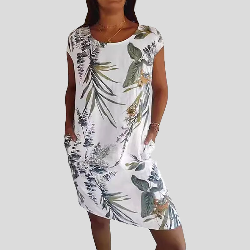 🌼Merseroitua puuvillaa oleva kukkakuvioinen taskullinen mekko