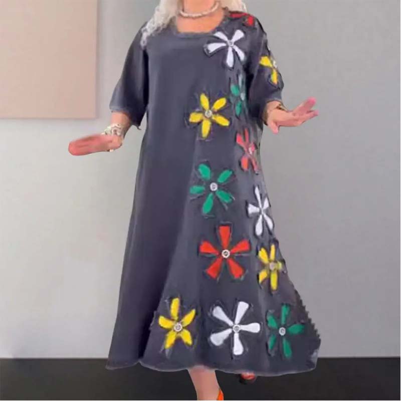 🔥2025 Uusi saapuminen🌸Casual hame pyöreällä kaula-aukoll