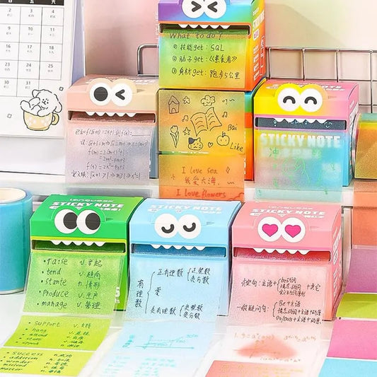 🖊🌈Cute Monster Pattern Sticky Note (105 Sheets/Roll)
