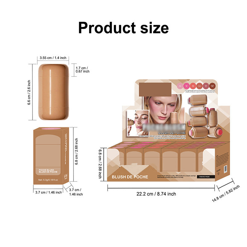 Monipuolinen pitkäkestoinen sileä poskipunatikku/Multifunctional long-lasting smooth blush stick