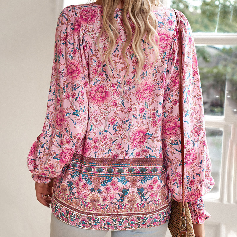 🎀Naisten muoti painettu v-kaula pitkähihainen paita